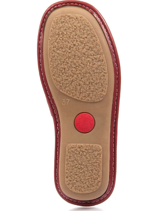 Anatomical Leather Women's Slippers Red