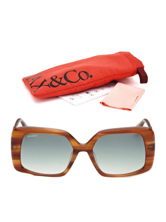 Max & Co Women's Sunglasses with Brown Tartaruga Plastic Frame and Green Gradient Lens MO0031 45P