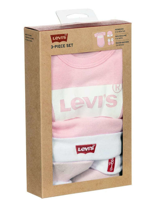 Levi's Short-Sleeved with Accessories Pink 3pcs