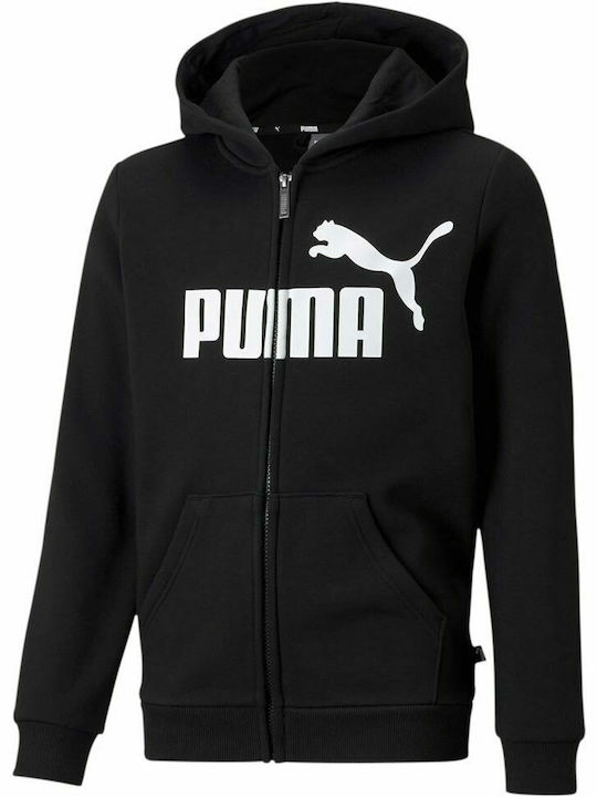 Athletic Kids Sweatshirt Cardigan Cotton with Hood Black Essential Big