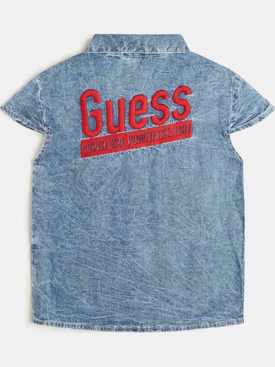 Kids One Color Shirt Sleeveless Denim Blue