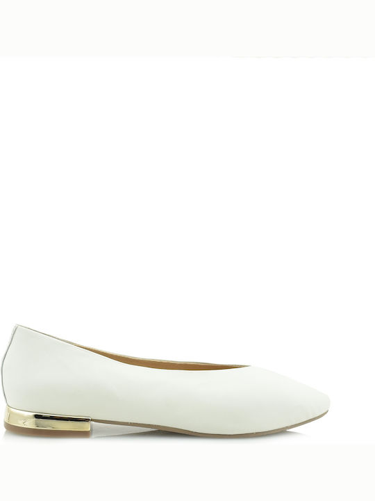 Gioseppo Leather Pointy Ballerinas White