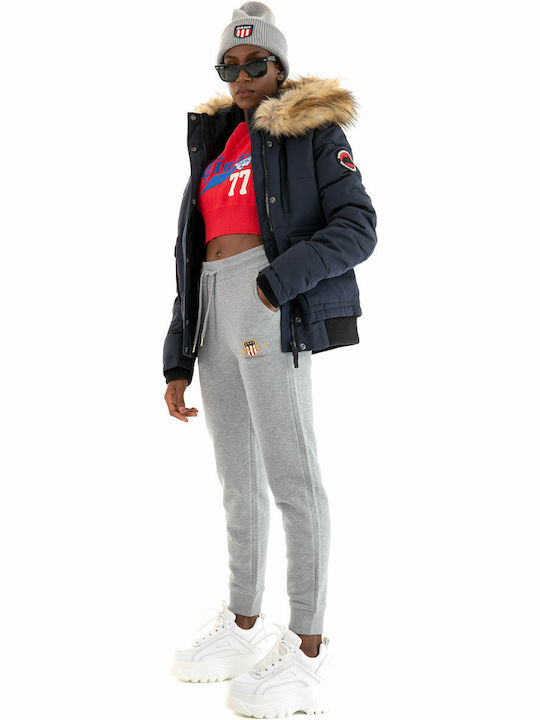 Everest Women's Short Puffer Jacket for Winter with Hood Navy Blue