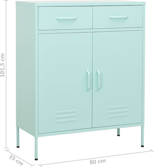 vidaXL Metal Office Cabinet Mint 80x35x101.5cm