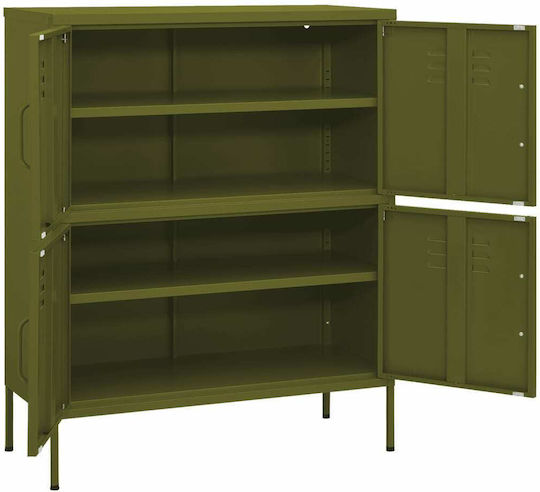 Metal Office Cabinet Olive 80x35x101.5cm