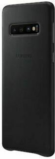 Samsung Leather Cover Umschlag Rückseite Leder Schwarz (Galaxy S10)