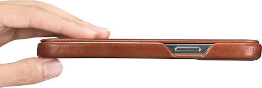 iCarer Curved Edge Vintage Book Δερμάτινο Καφέ (iPhone 13 Pro)