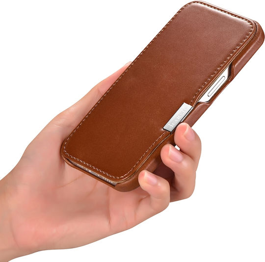 iCarer Metal Clip Vintage Book Δερμάτινο Καφέ (iPhone 13 Pro)