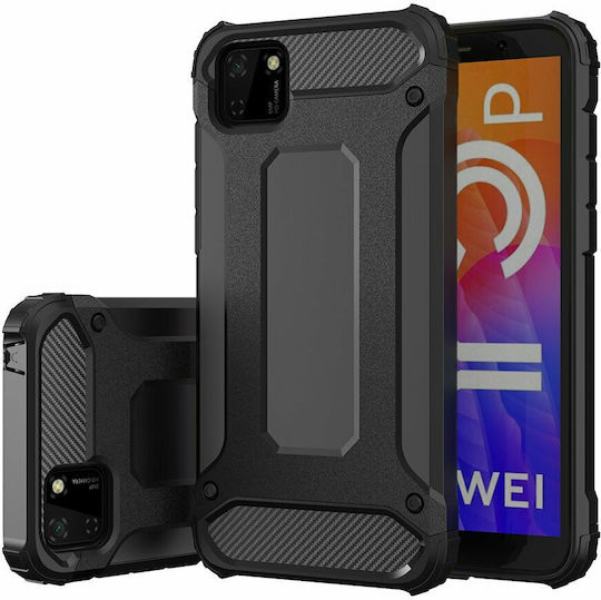 Hurtel Umschlag Rückseite Kunststoff Schwarz (Huawei Y5p)