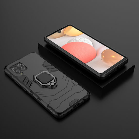 Hurtel Armor Ring Umschlag Rückseite Silikon Schwarz (Galaxy A42)