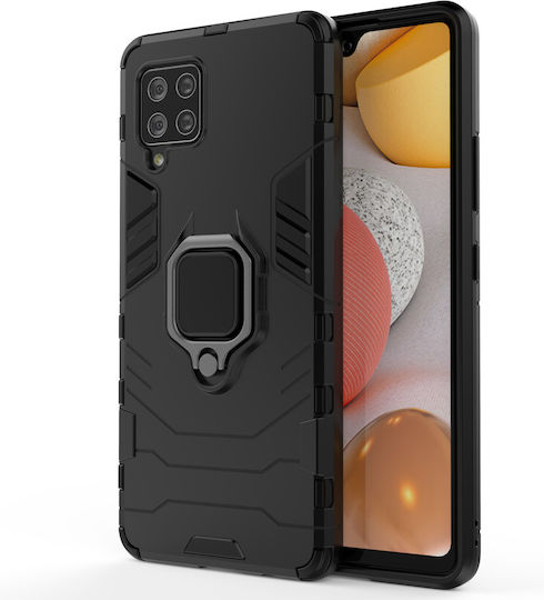 Hurtel Armor Ring Umschlag Rückseite Silikon Schwarz (Galaxy A42)