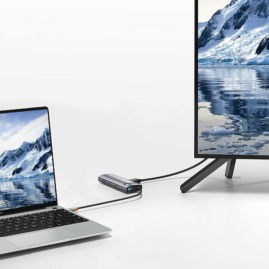 Baseus Metal Gleam USB-C Docking Station mit HDMI 4K PD Gray