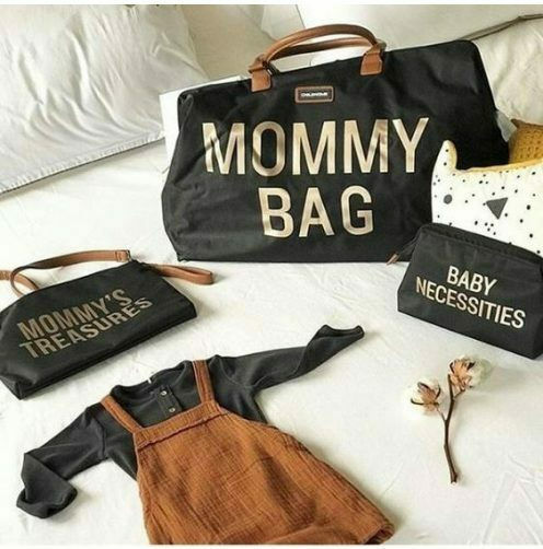 Childhome Shoulder/Hand Diaper Bag Mommy BR73456 Black - Beige 55x30x30cm.