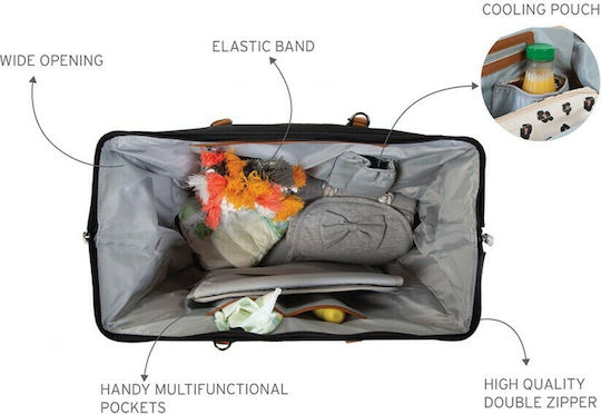 Childhome Shoulder/Hand Diaper Bag Mommy BR73456 Black - Beige 55x30x30cm.