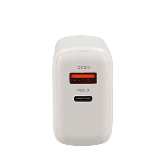 Lamtech Charger Without Cable with USB-A Port and USB-C Port 45W Power Delivery / Quick Charge 3.0 Blacks (LAM023541)