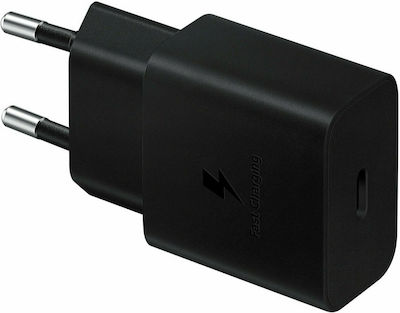 Samsung Φορτιστής με Θύρα USB-C και Καλώδιο USB-C 15W Power Delivery Μαύρος (EP-T1510XBEGEU)