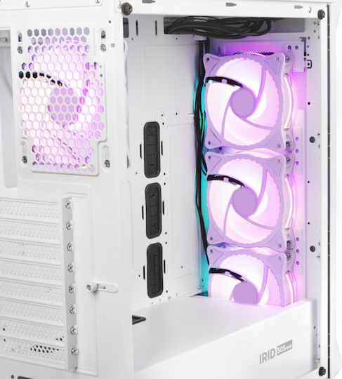 Genesis Irid 505 ARGB Gaming Midi-Turm Computergehäuse mit Seitenfenster Weiß