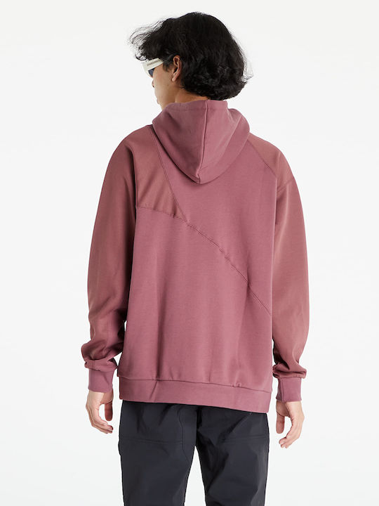 French Terry Sweatshirt with Hood Quiet Crimson