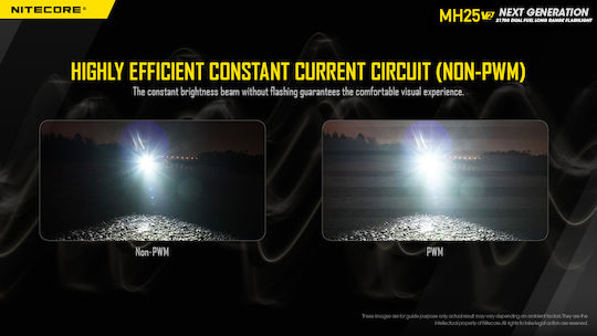 NiteCore Rechargeable Flashlight LED IP68 with Maximum Brightness 1300lm MH25V2 1 × 18650, 2 × CR123, 2 × RCR123 Black