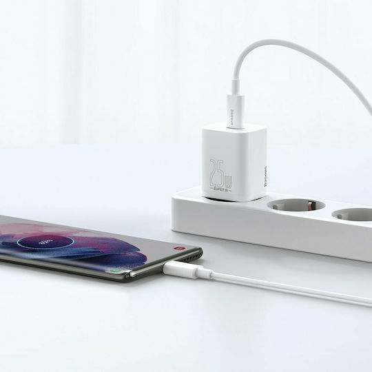 Baseus Charger Without Cable with USB-C Port 25W Whites (Super Si 1C)