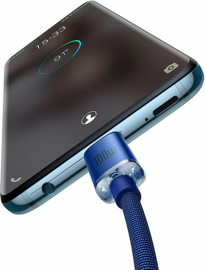Baseus Crystal Shine Braided USB 2.0 Cable USB-C male - USB-C 100W PD Μπλε 2m CAJY000703