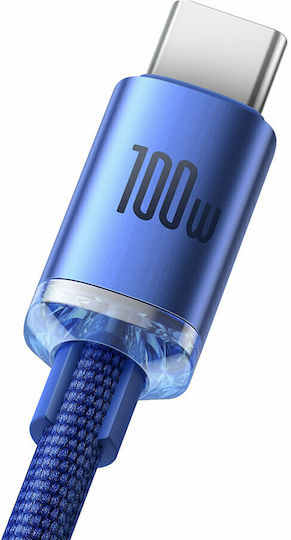 Baseus Crystal Shine Geflochtenes USB 2.0 Kabel USB-C männlich - USB-A 100W PD Blau 1.2m CAJY000403