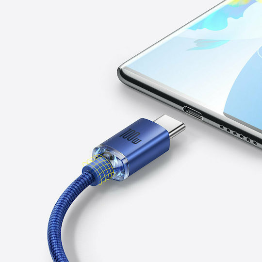 Baseus Crystal Shine Geflochtenes USB 2.0 Kabel USB-C männlich - USB-A 100W PD Blau 1.2m CAJY000403