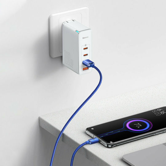 Baseus Crystal Shine Geflochtenes USB 2.0 Kabel USB-C männlich - USB-A 100W PD Blau 1.2m CAJY000403