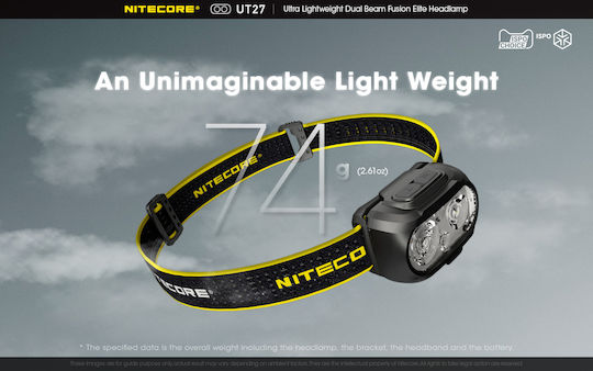 NiteCore Презареждащ се Челник LED IP66 с Максимална Яркост 520лм UT27 Pro 3 × AAA Черен