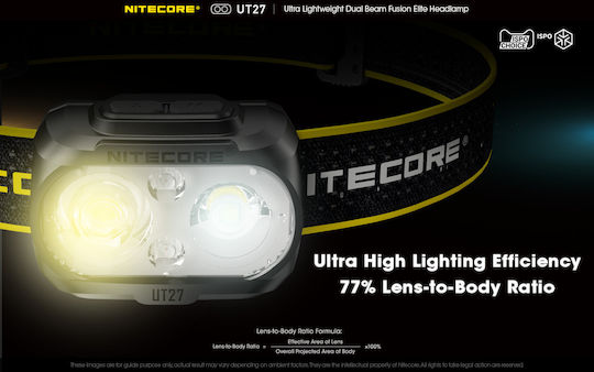 NiteCore Презареждащ се Челник LED IP66 с Максимална Яркост 520лм UT27 Pro 3 × AAA Черен