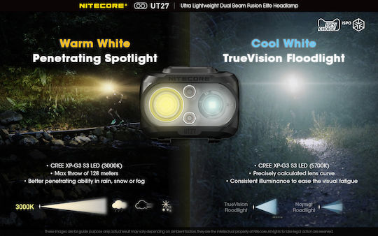 NiteCore Презареждащ се Челник LED IP66 с Максимална Яркост 520лм UT27 Pro 3 × AAA Черен