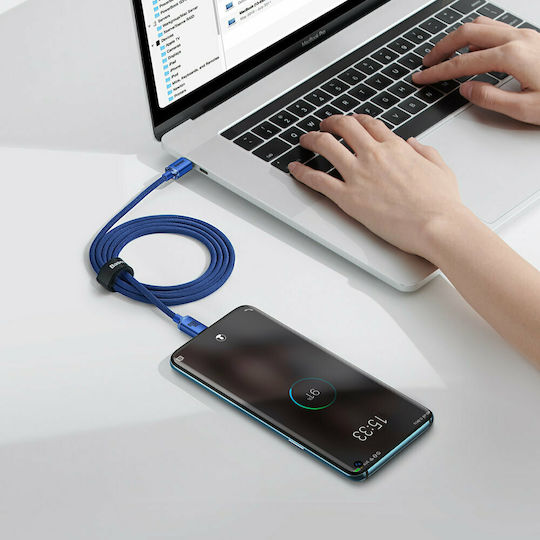 Baseus Crystal Shine Braided USB 2.0 Cable USB-C Male - USB-C 100W PD Blue 1.2m CAJY000603