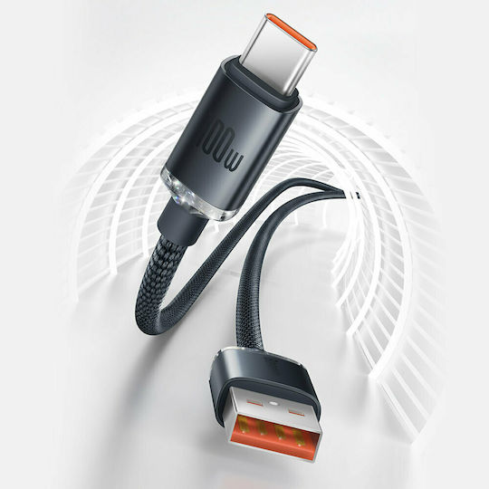 Baseus Crystal Shine Geflochtenes USB 2.0 Kabel USB-C männlich - USB-A 100W PD Lila 1,2m CAJY000405