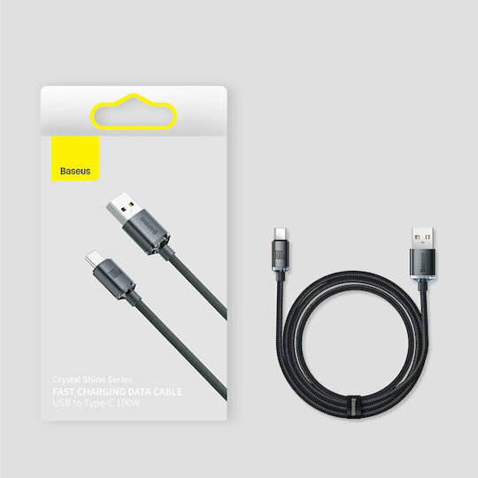 Baseus Crystal Shine Geflochtenes USB 2.0 Kabel USB-C männlich - USB-A 100W PD Lila 1,2m CAJY000405