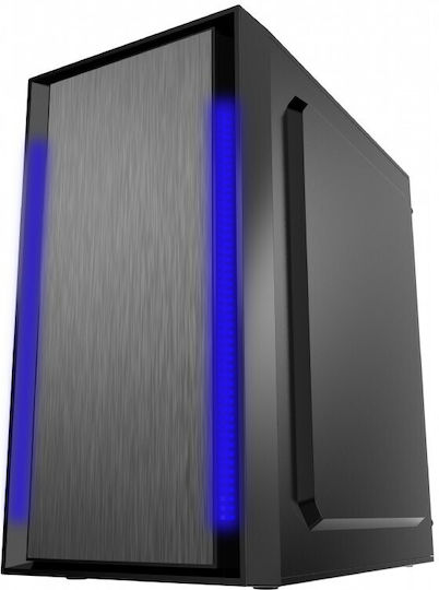 Gembird Fornax 960B Gaming Midi Tower Κουτί Υπολογιστή με Πλαϊνό Παράθυρο Blue LED Fans