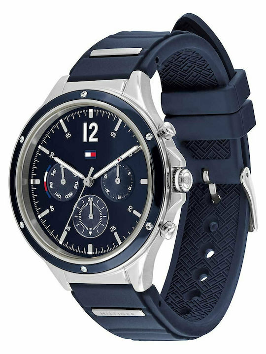 Tommy Hilfiger Eve Γυναικείο Ρολόι 38mm Χρονογράφος Μπαταρίας με Navy Μπλε Καουτσούκ Λουράκι