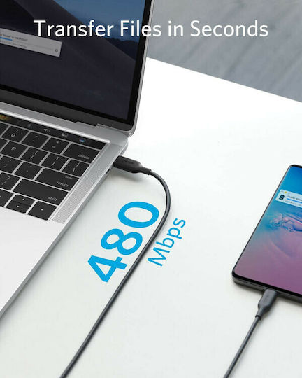 Anker Powerline III Редовна USB 2.0 Кабел USB-C мъжки - USB-C мъжки 100W Черен 1.8м (A8856H11)