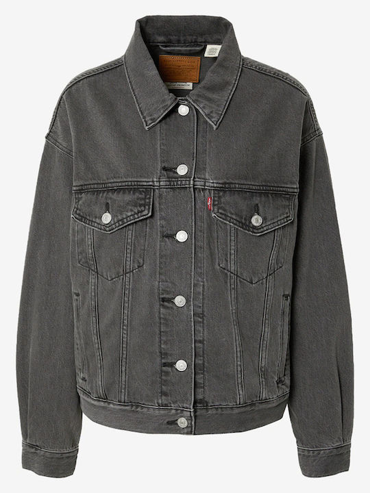 90s Trucker Be Kind Rewind Packable Kurze Damen Jean Jacke Schwarz