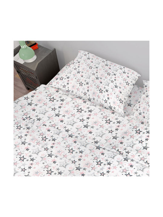 Dimcol Star Kids Duvet Cover Single Cotton 122 Grey Pink 160x240cm