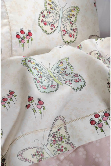 Down Town Home S122 Set Kinderbettbezug Einzel mit Kissenbezug Baumwolle Rosa 170x240cm