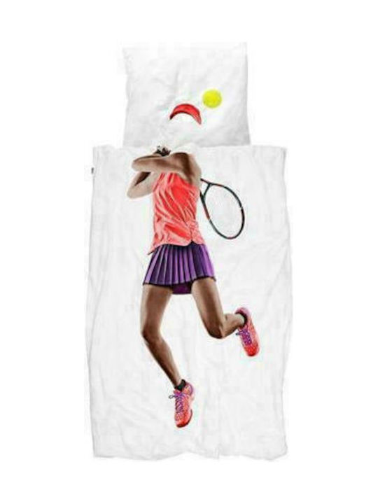 Snurk Tennis Set Kids Duvet Cover Single with Pillowcase Multicolored 140x200cm
