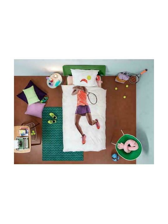 Snurk Tennis Set Kids Duvet Cover Single with Pillowcase Multicolored 140x200cm