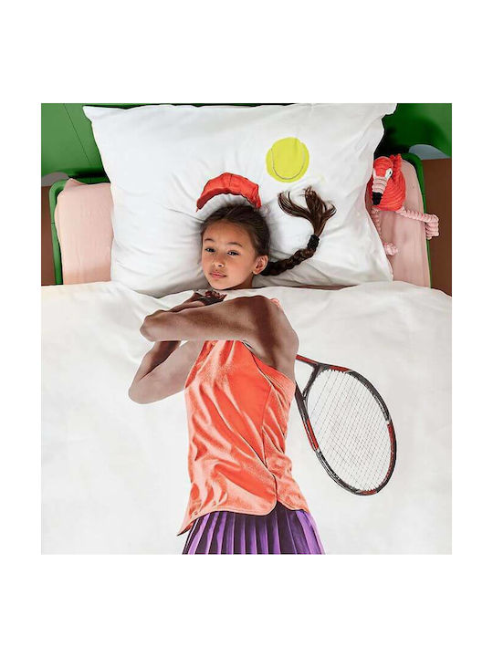 Snurk Tennis Set Kids Duvet Cover Single with Pillowcase Multicolored 140x200cm