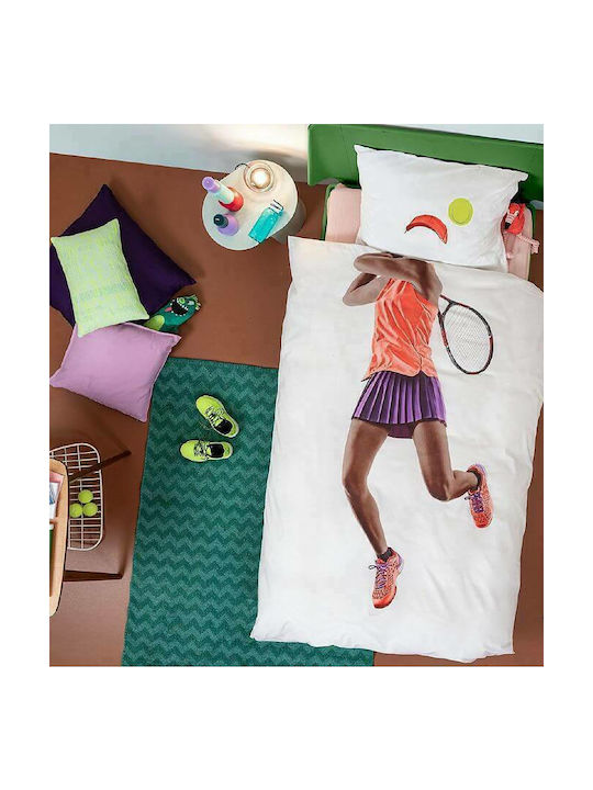 Snurk Tennis Set Kids Duvet Cover Single with Pillowcase Multicolored 140x200cm