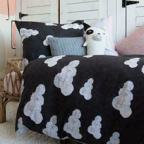 Snurk Cloud Set Kids Duvet Cover Single with Pillowcase Black 160x220cm
