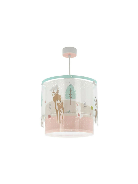 Ango Loving Deer Single Bulb Kids Lighting Pendant of Plastic 23W with Drive Size E27 In Pink Colour 26x25cm