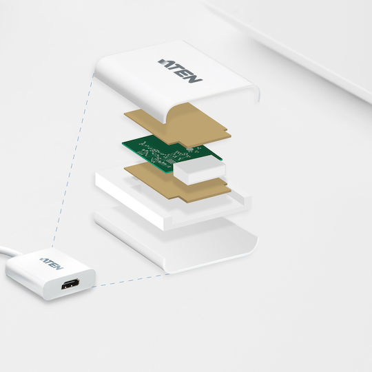 Aten Convertor DisplayPort masculin în HDMI feminin Alb 1buc VC985-AT