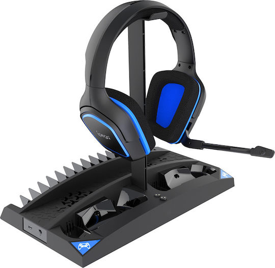 iPega Multifunctional Vertical Stand Зарядна станция за 2 контролера PS4 с LED осветление Черен