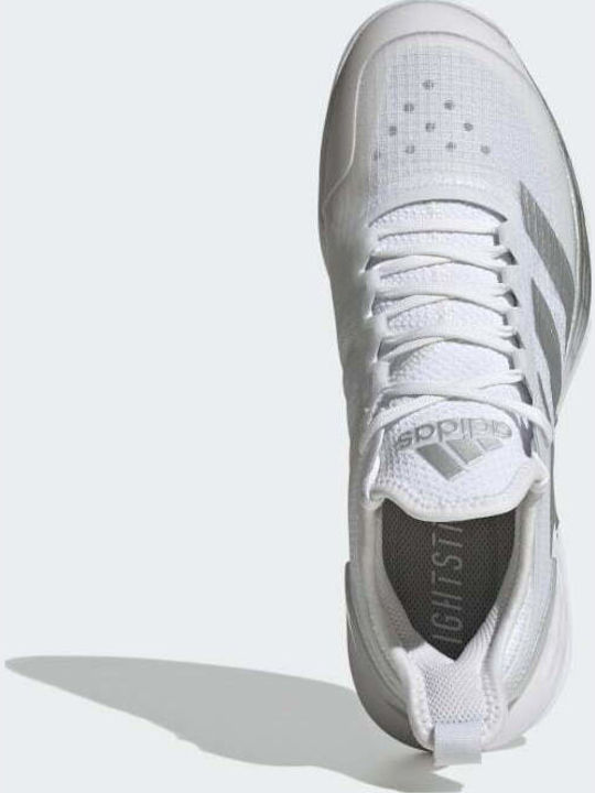 adidas Adizero Ubersonic 4 Women's Tennis Shoes for All Courts Cloud White / Silver Metallic / Grey Two