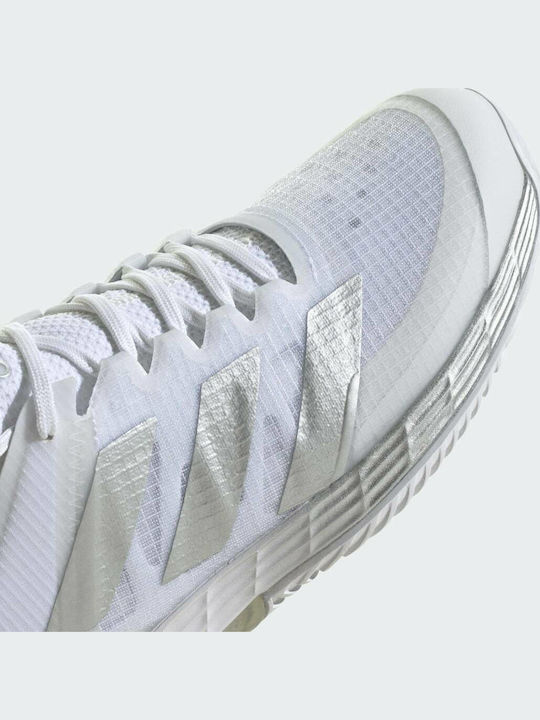 adidas Adizero Ubersonic 4 Women's Tennis Shoes for All Courts Cloud White / Silver Metallic / Grey Two